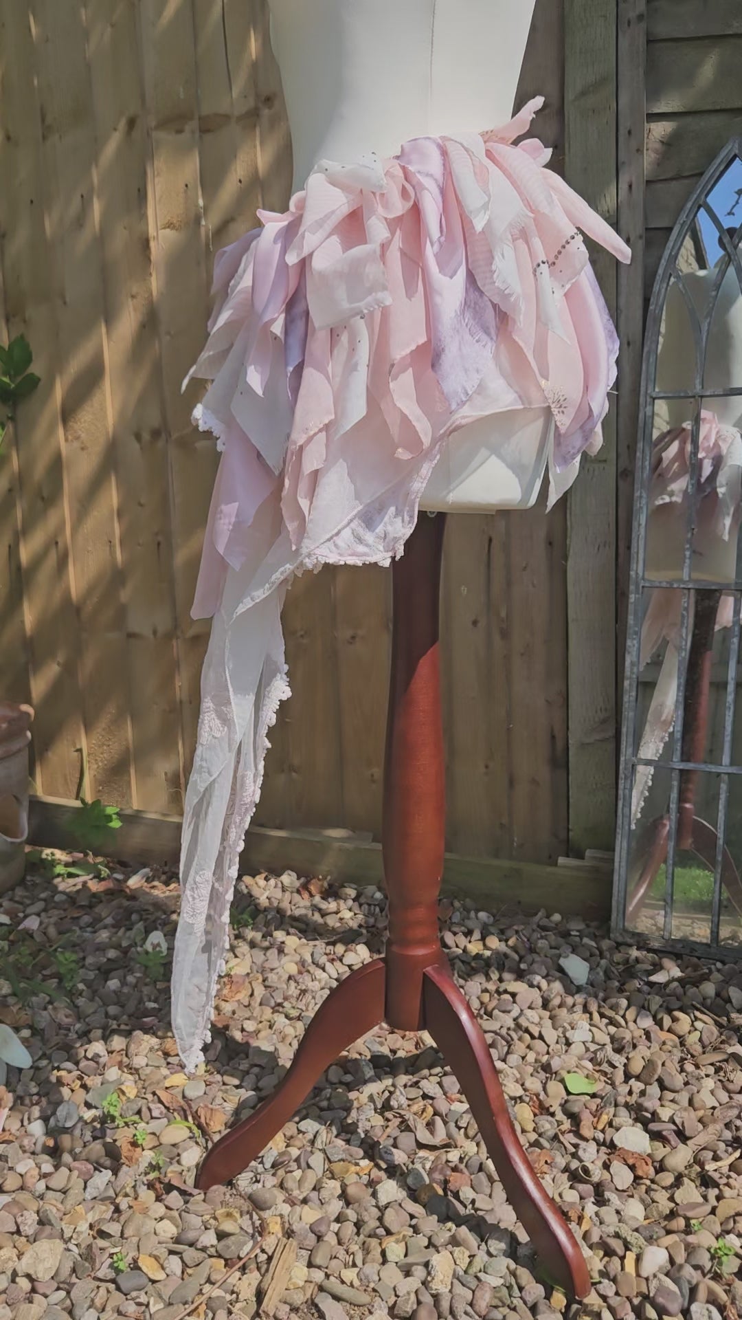 Asymmetric Pixie Fae Skirt • Pale Pink with Button Details