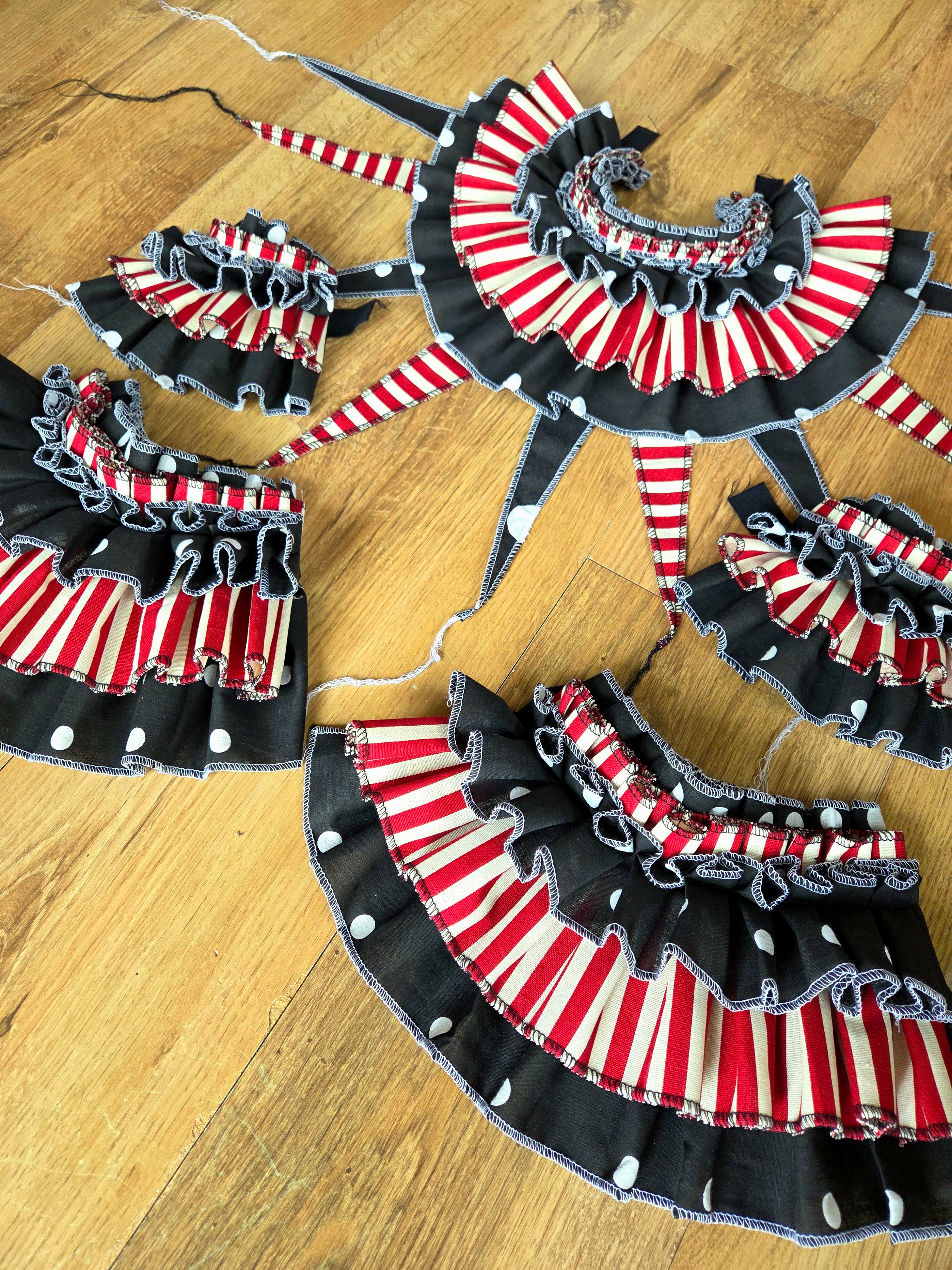 5-Piece Clown Set ~ Candy Stripe & Black Polka