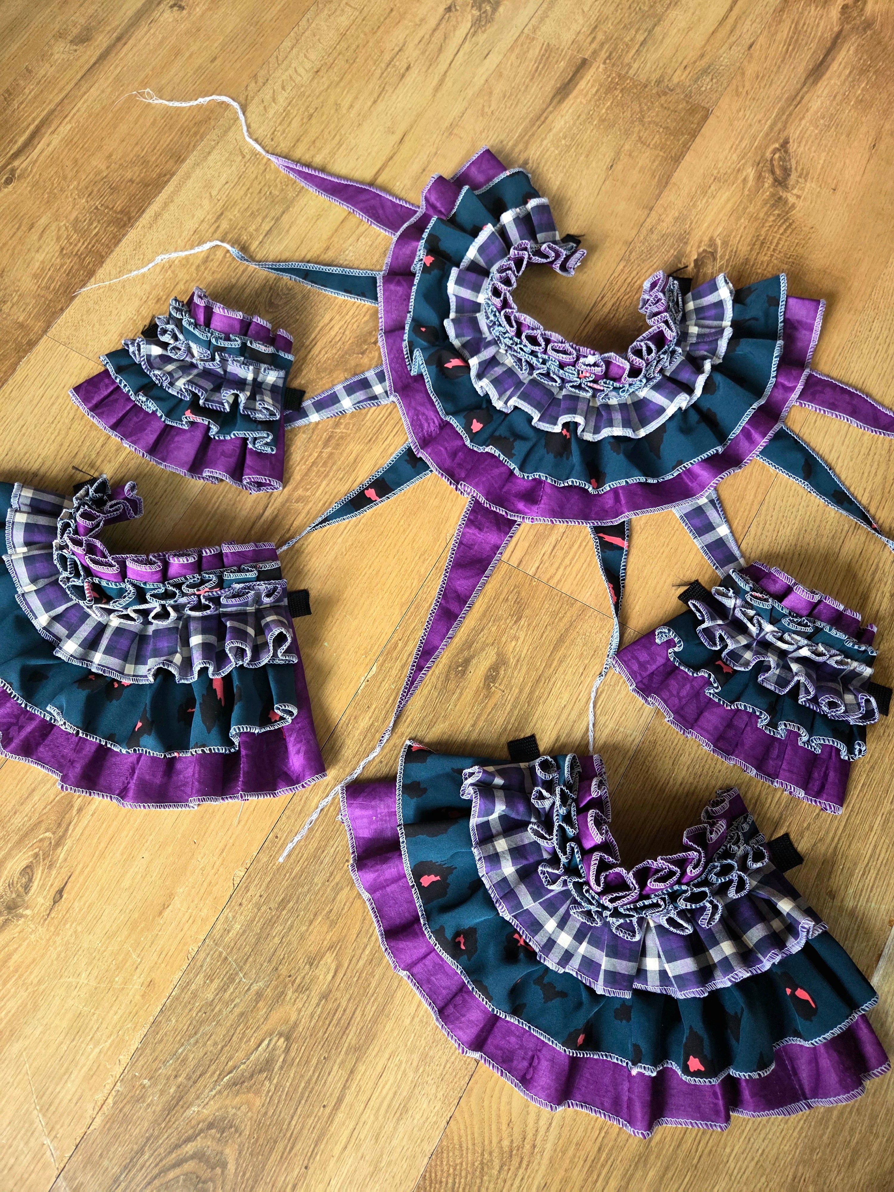 5-Piece Clown Set ~ Teal Leopard & Purple Plaid ☆