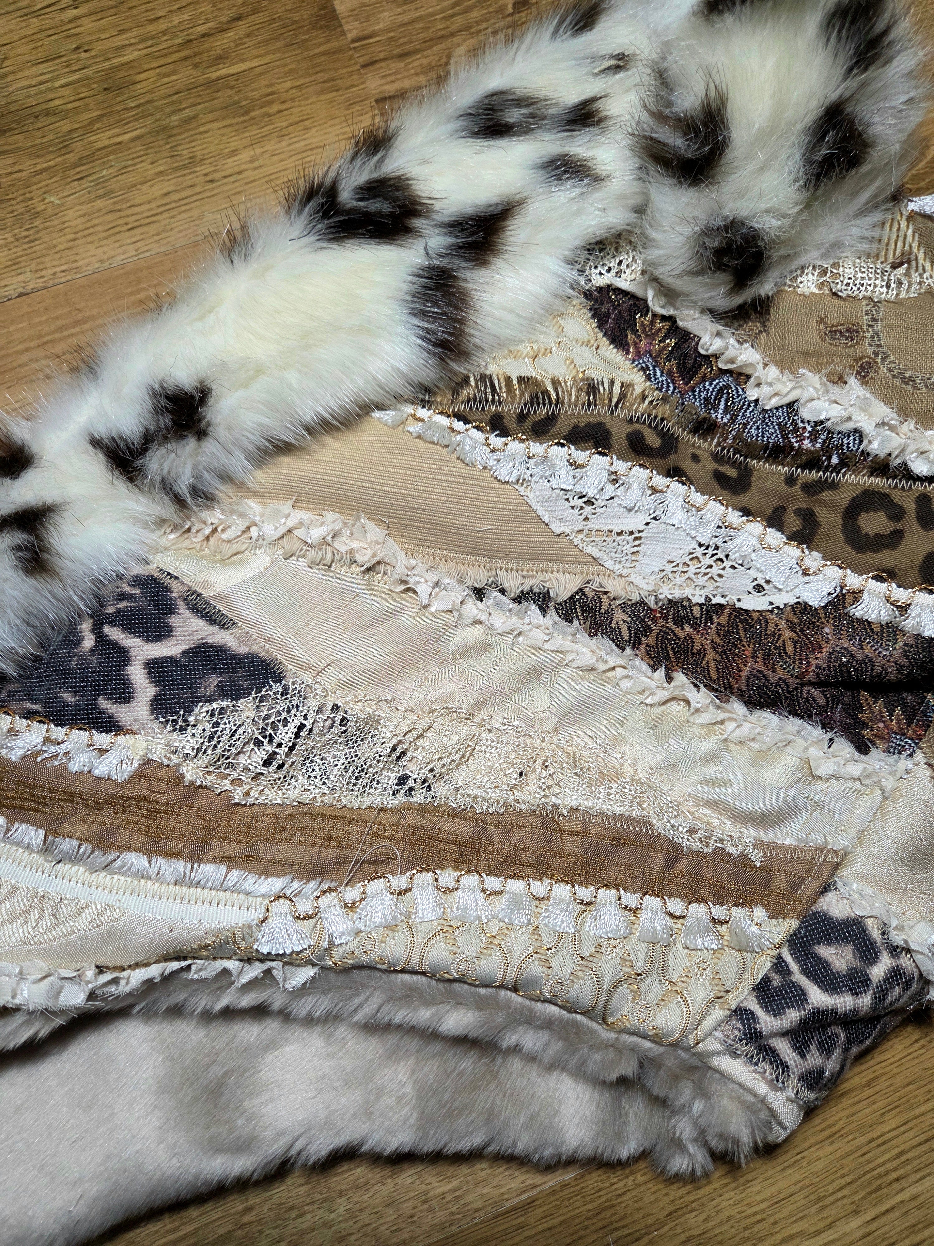 GROUNDED OPULENCE • One of a Kind  Patchwork Hood with Cat Ears