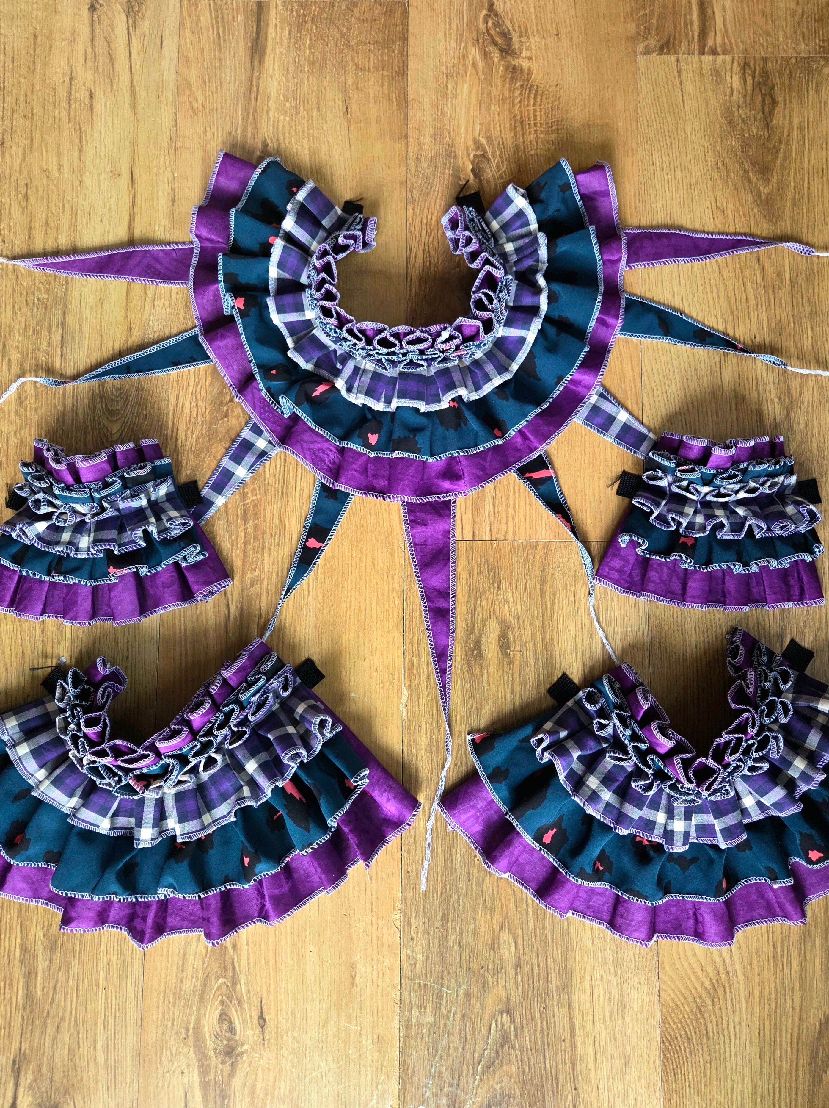 5-Piece Clown Set ~ Teal Leopard & Purple Plaid ☆