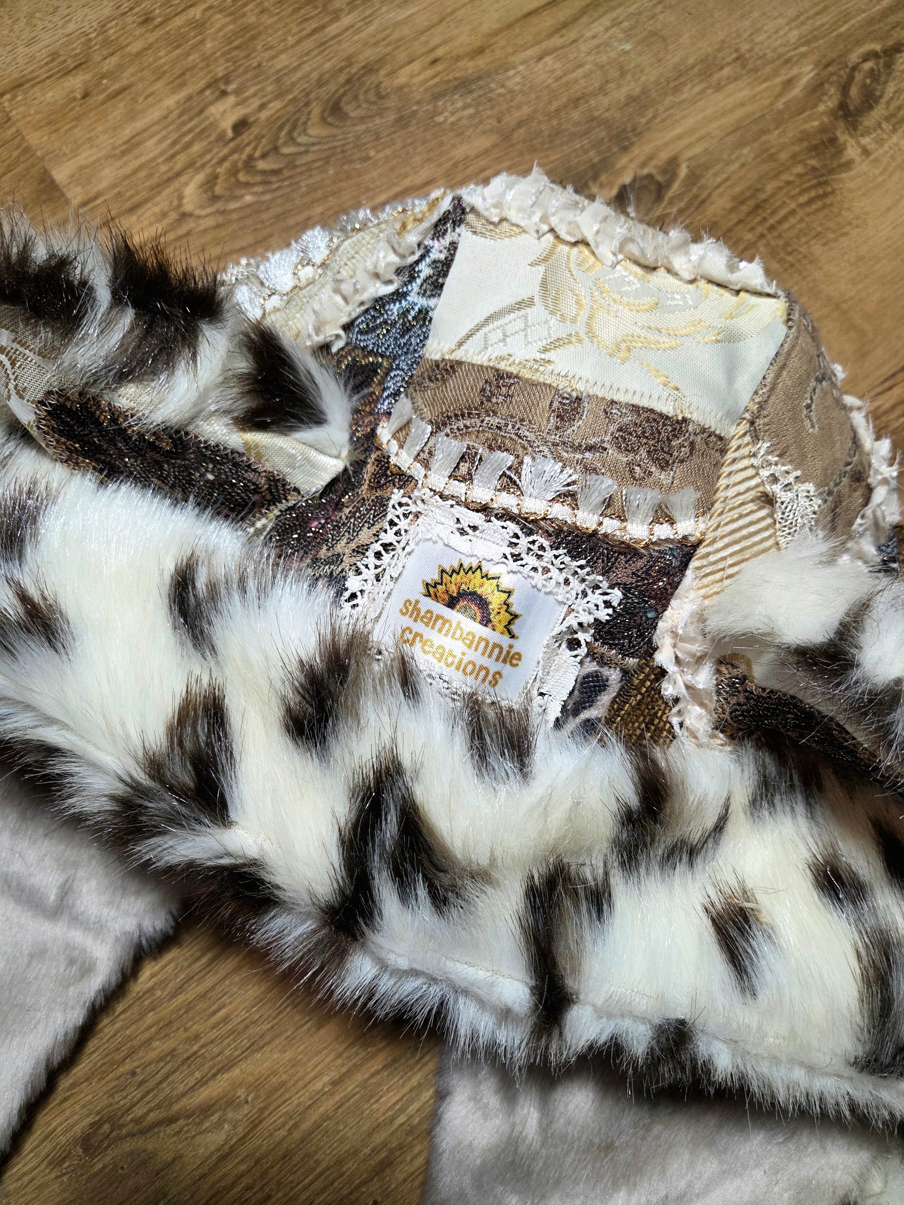 GROUNDED OPULENCE • One of a Kind  Patchwork Hood with Cat Ears
