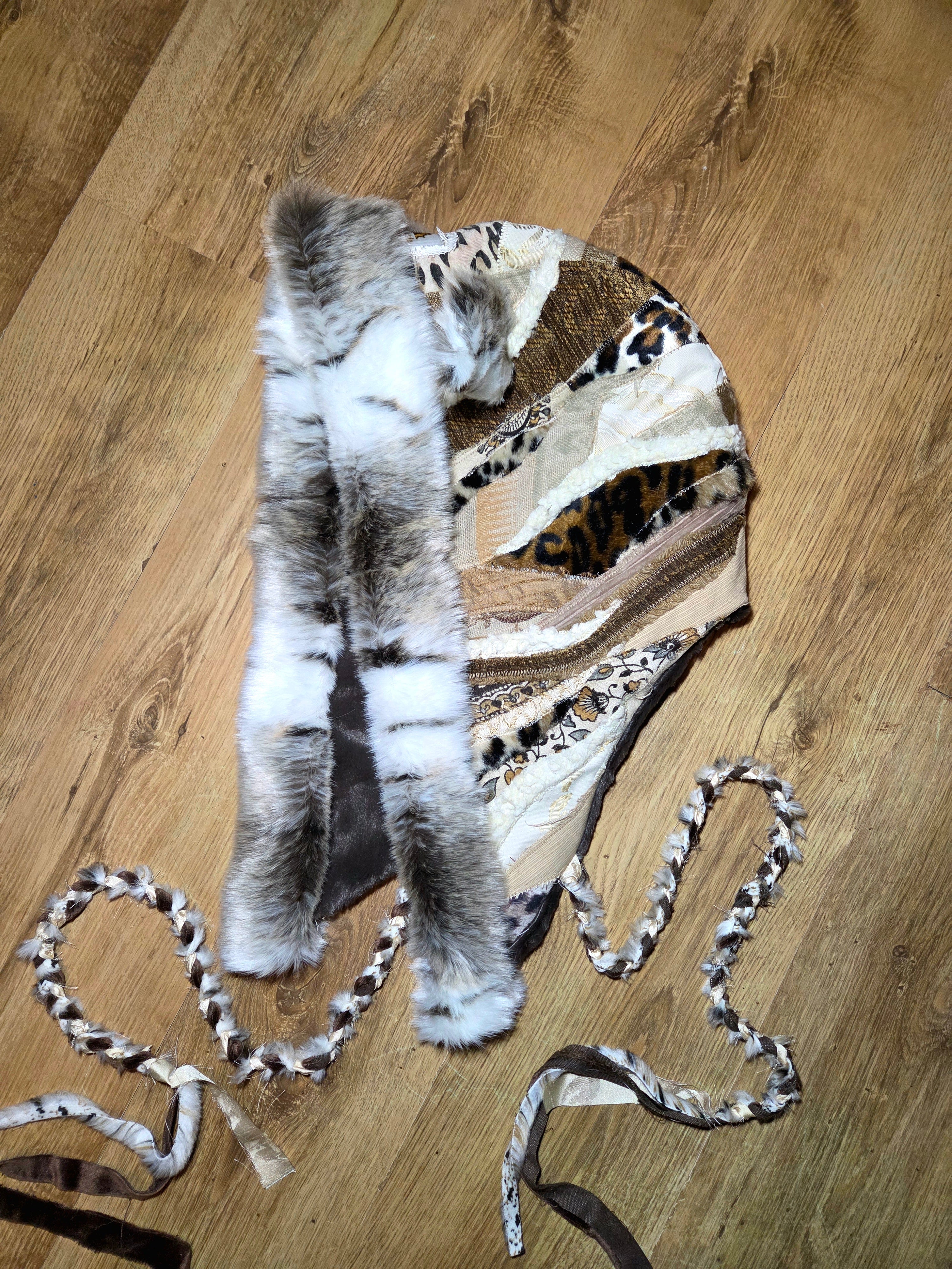 DUNE DREAMER • One of a Kind Patchwork Hood with Cat Ears