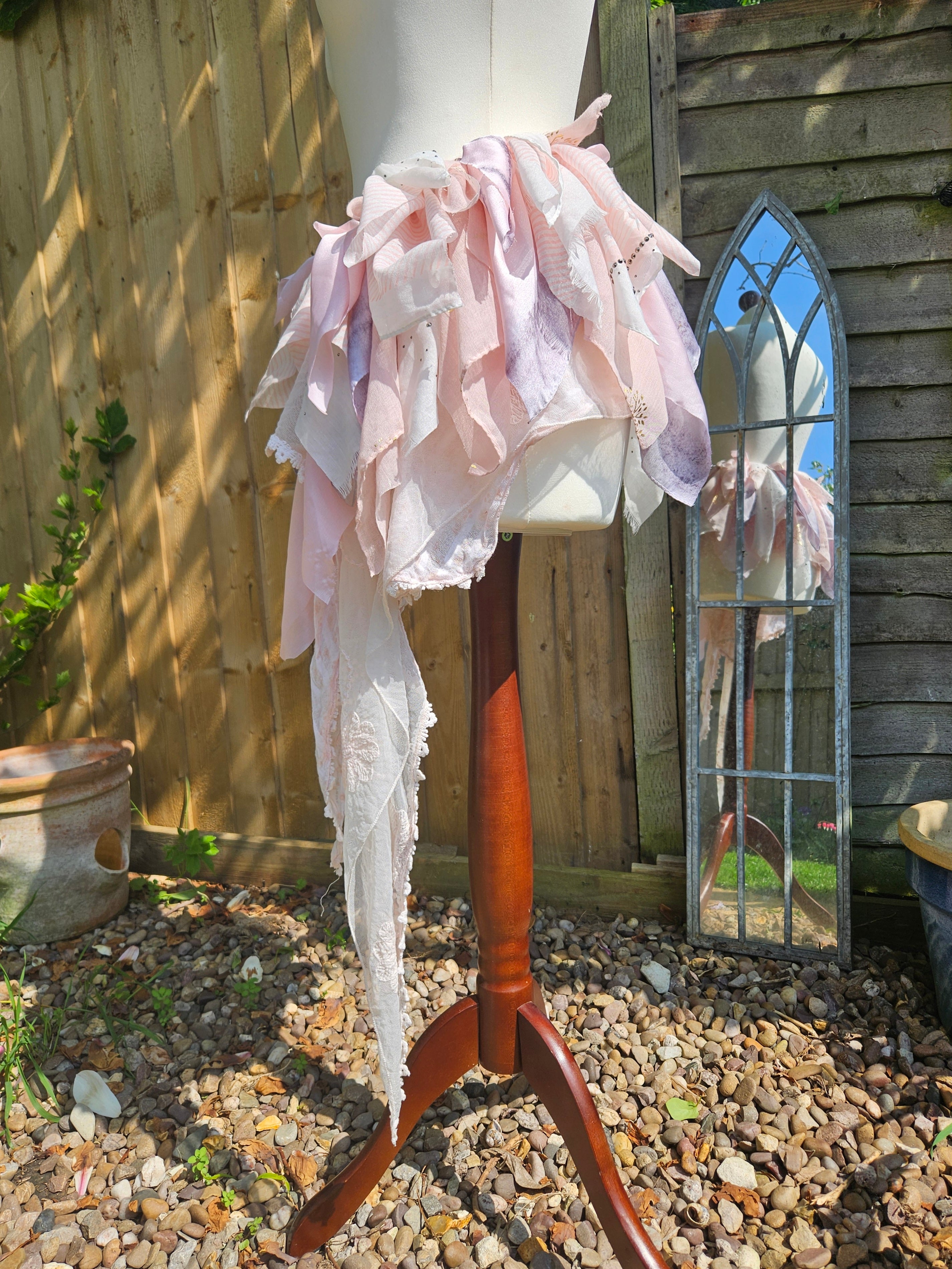 Asymmetric Pixie Fae Skirt • Pale Pink with Button Details