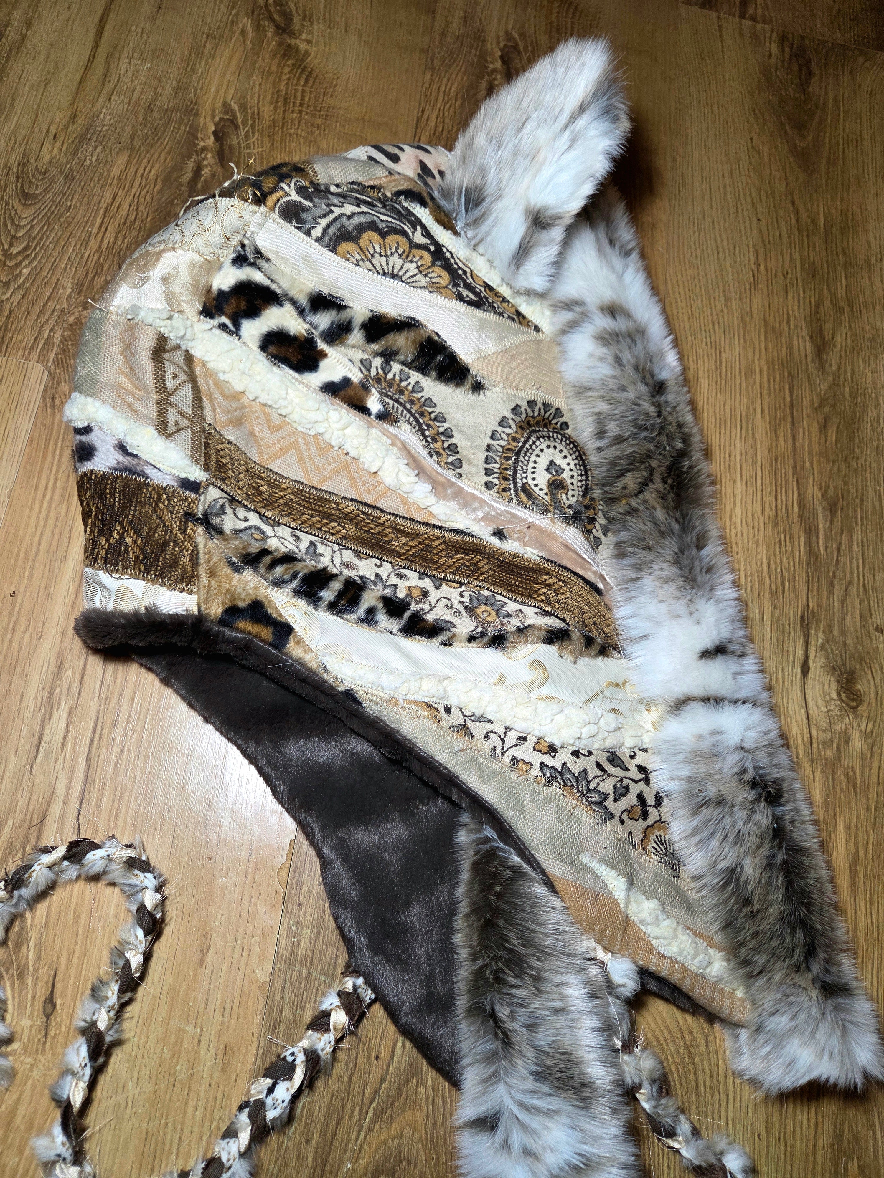 DUNE DREAMER • One of a Kind Patchwork Hood with Cat Ears