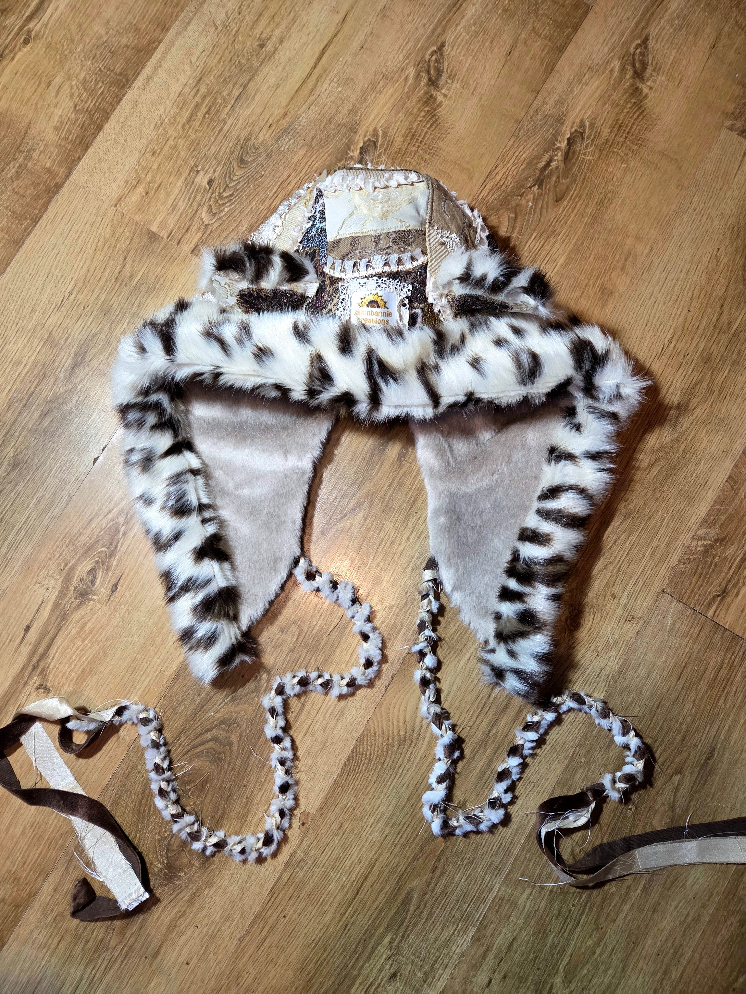 GROUNDED OPULENCE • One of a Kind  Patchwork Hood with Cat Ears