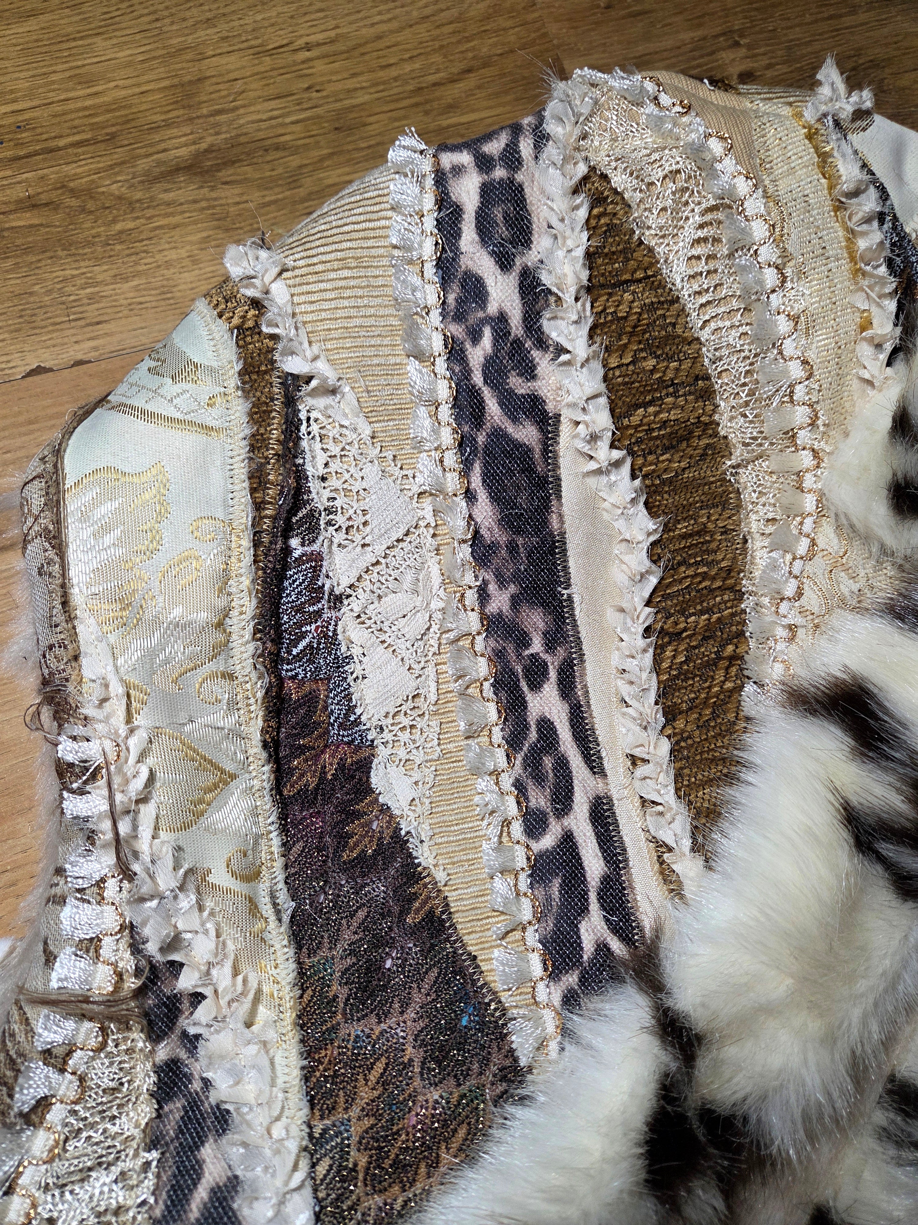 GROUNDED OPULENCE • One of a Kind  Patchwork Hood with Cat Ears