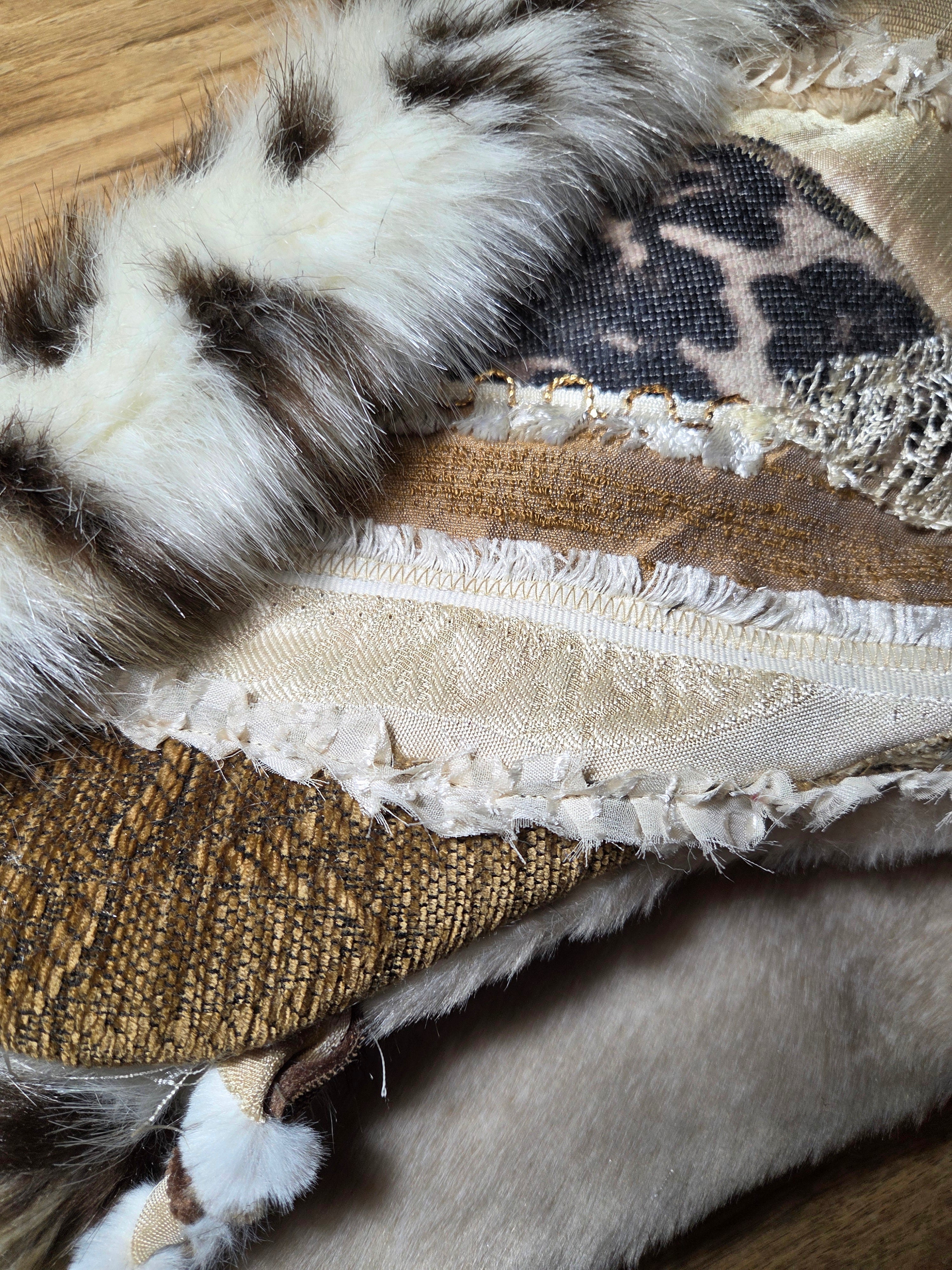 GROUNDED OPULENCE • One of a Kind  Patchwork Hood with Cat Ears