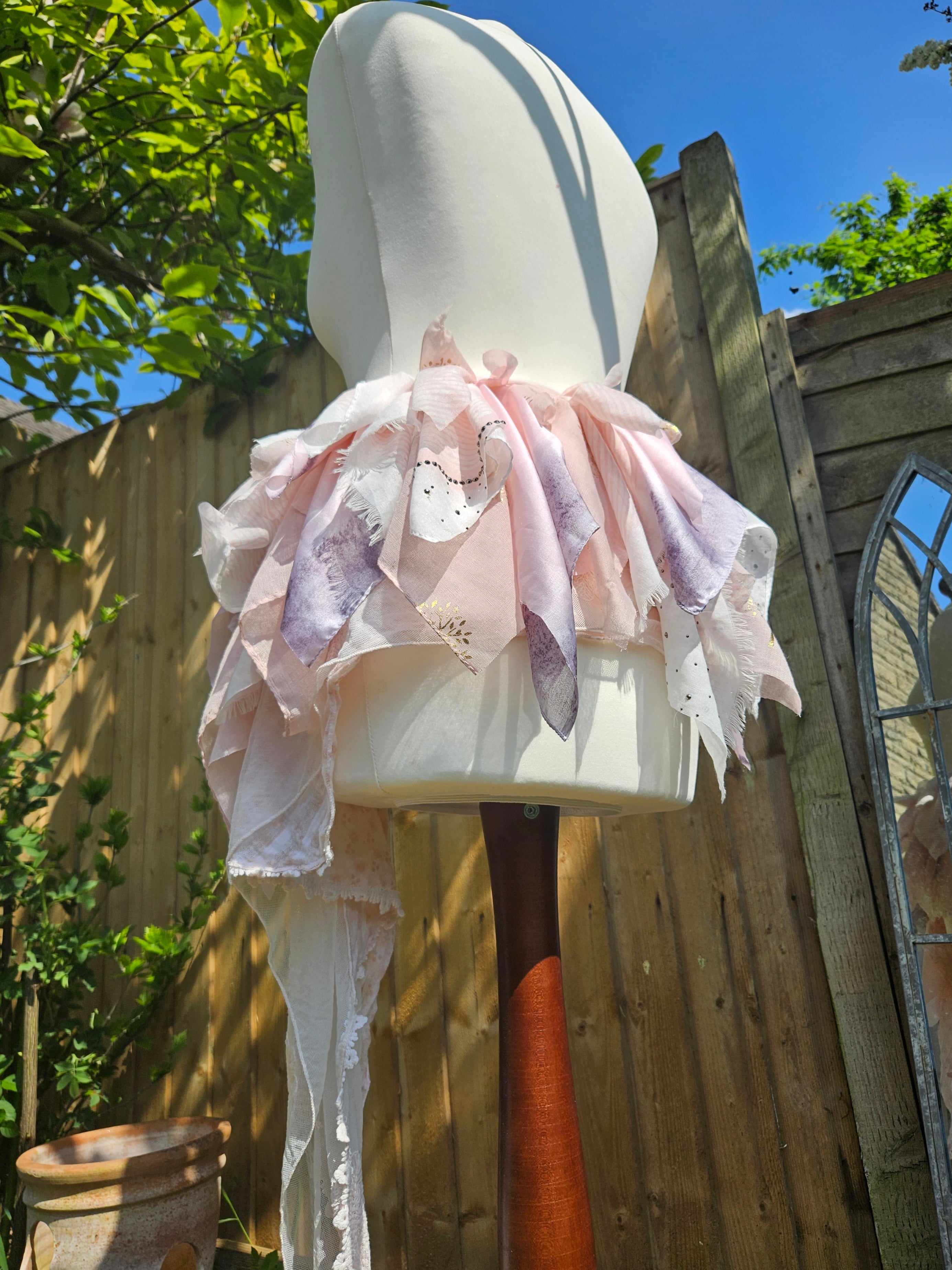 Asymmetric Pixie Fae Skirt • Pale Pink with Button Details